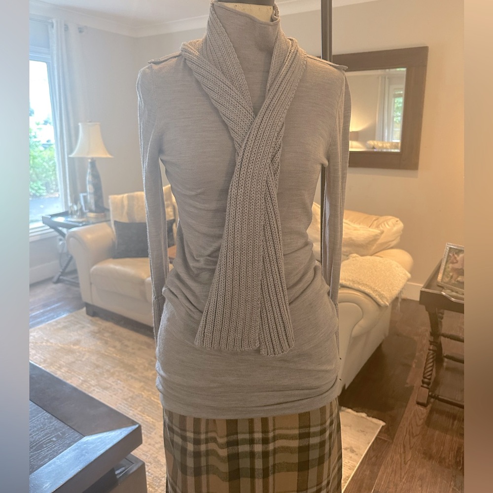 Turtle neck sweater dress with scarf